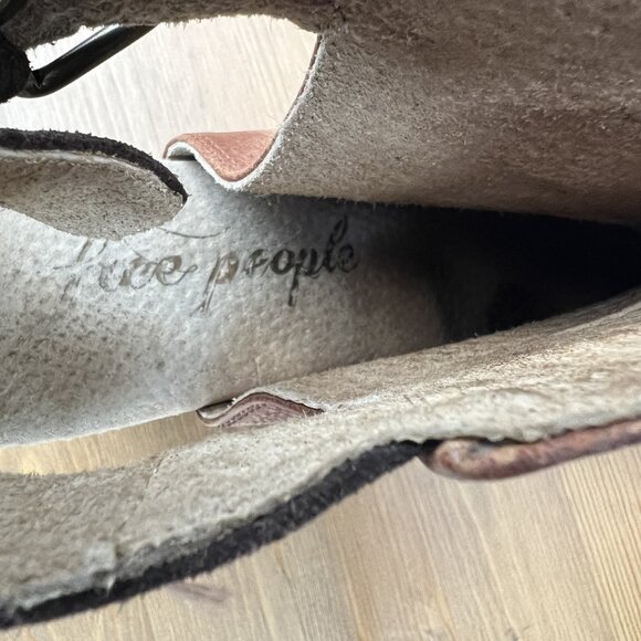 Free People Amber Orchard Heel Platform Clog Two Tone Brown Leather Sz 8.5 EU39 - Picture 10 of 12